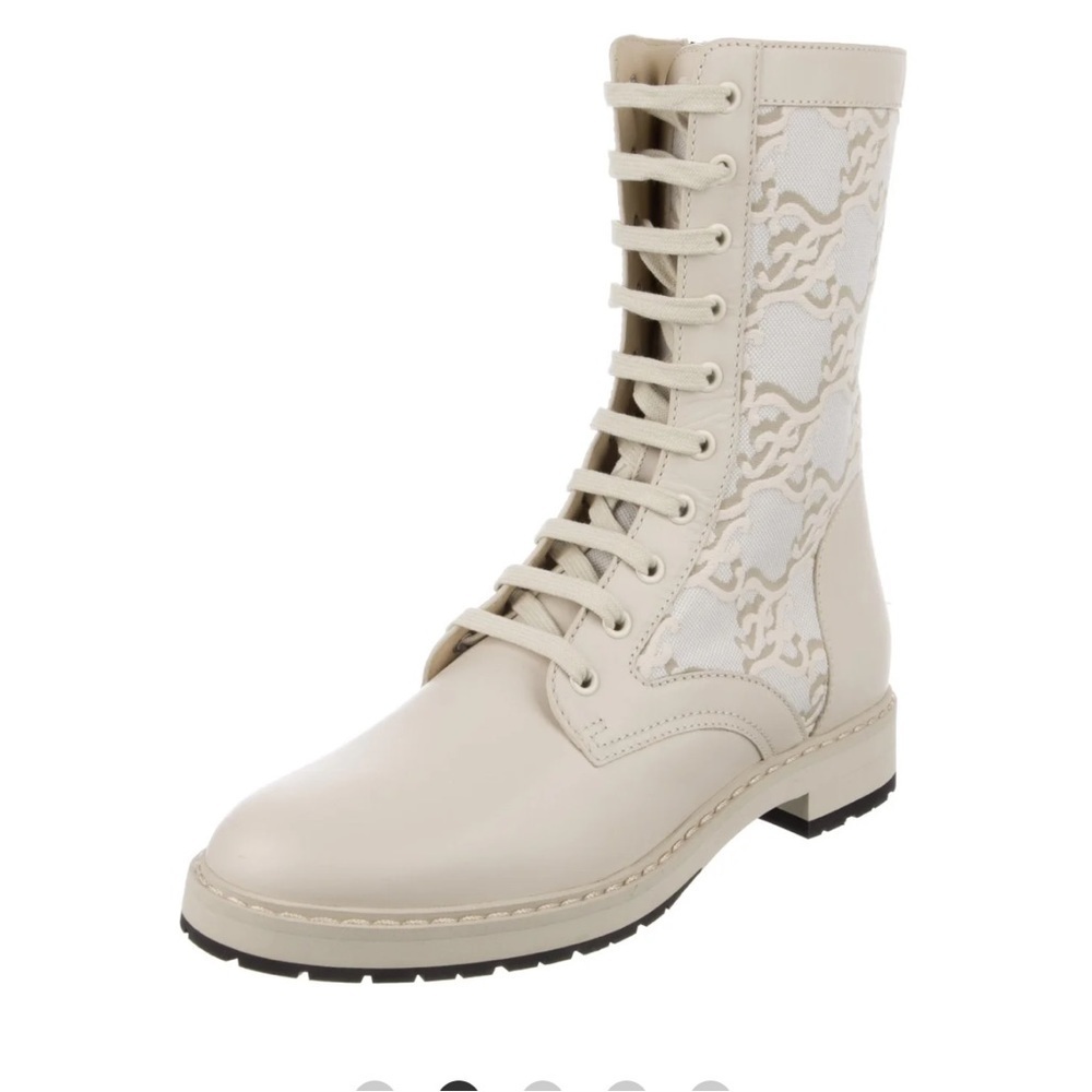 Fendi Vitelli Combat Boot Cream size 37